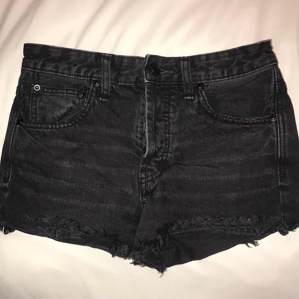 Free People Black Denim Shorts Size 24